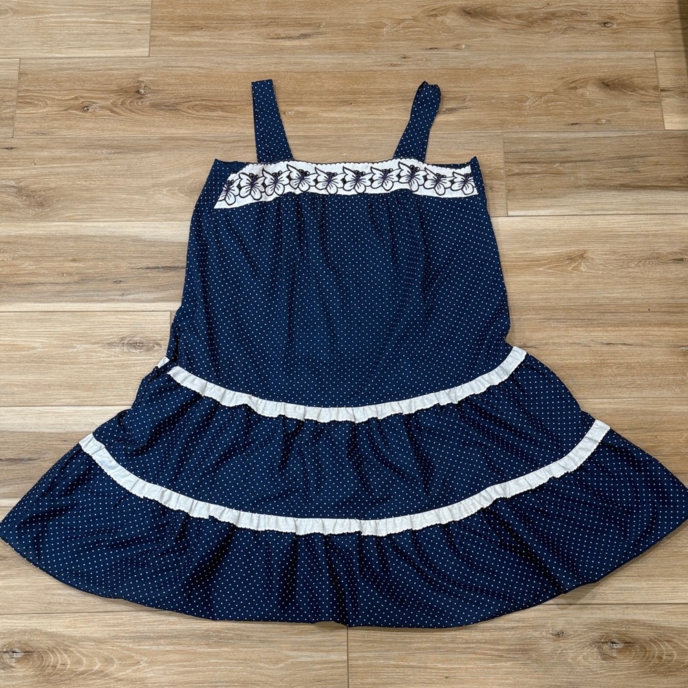 Vintage Navy Blue Polka Dot Sun Dress